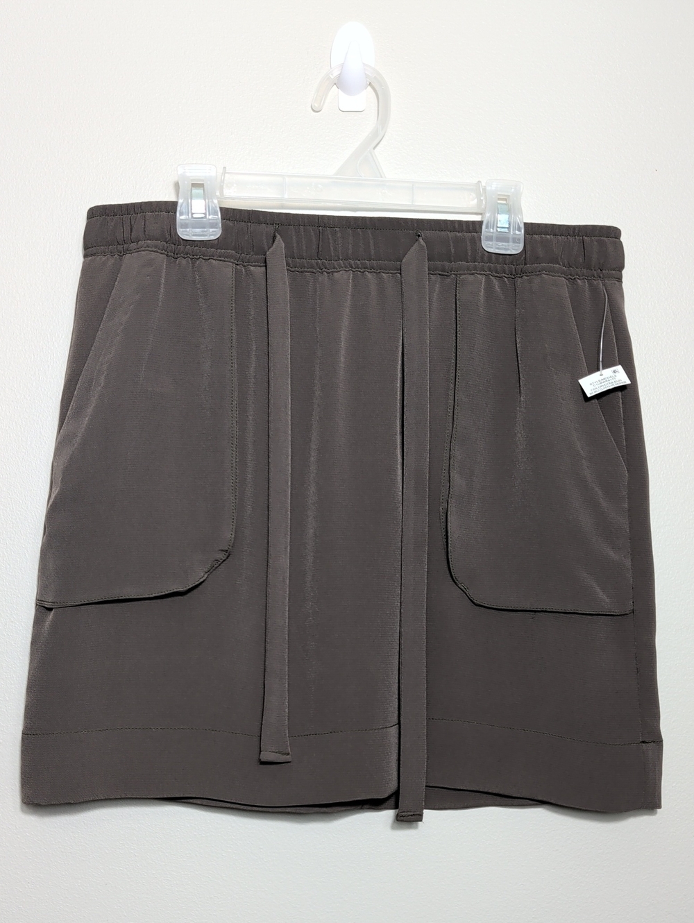 Lord & Taylor Army Olive Green Mini Skirt Patch Pockets XS Fall Elastic Waist